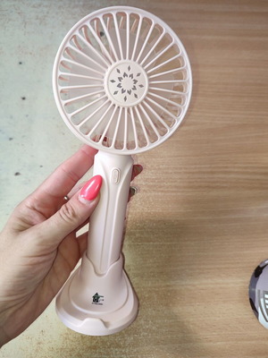 Mini fan with USB charging and phone holder, pink, new