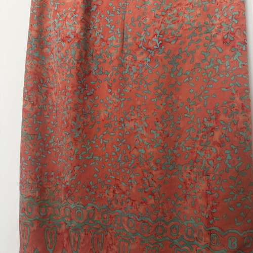 Pareo coral with turquoise ethnic motifs and fringes like new