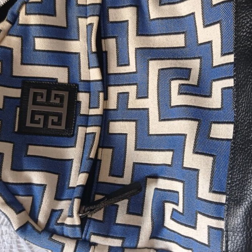 EL BAGS backpack like new, canvas with leather details, blue-white