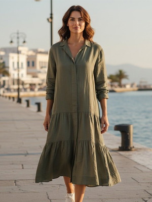 Joseph midi shirt dress 100% ramie voile, like new, khaki green