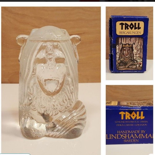 Lindshammar crystal troll sculpture like new
