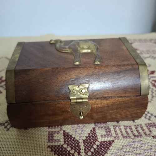 Handmade wooden jewelry box in excellent condition