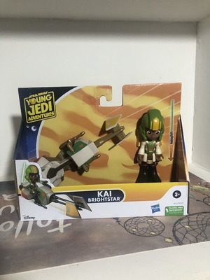 Star Wars Young Jedi Adventures Kai Brightstar figure with landspeeder, Hasbro