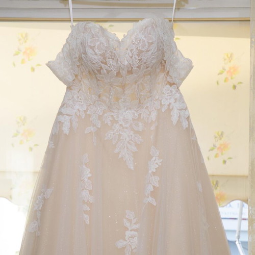 Pronovias Athenav wedding dress like new, sugar color, detachable sleeves, size L