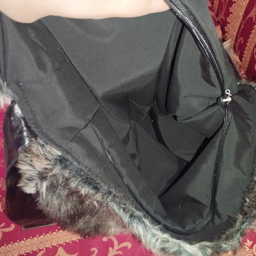Boho Shoulder Bag New, Synthetic Fur Brown Melange