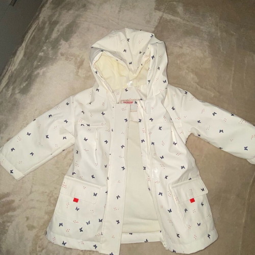 Gomme parka with butterfly pattern, waterproof jacket for toddler girl