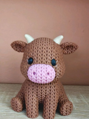 3D printed cow figure new from solid material
