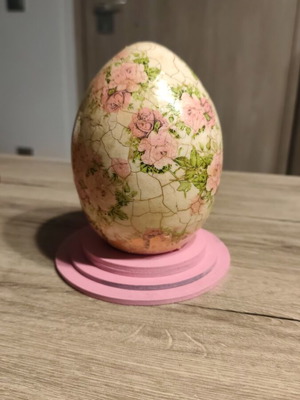 Spring Easter Ceramic Egg Decoupage new with pink base