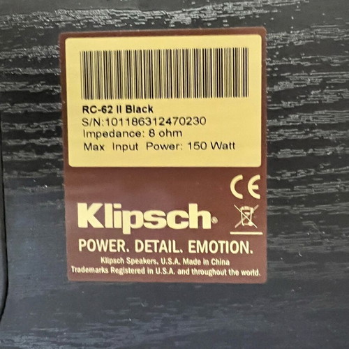 Klipsch RC62II center channel speaker used in excellent condition