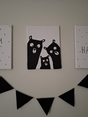 Triptych canvas for kids' room, used, 3 pieces 30x40 cm