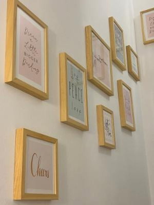 Wooden frames set of 5 like new with acrylic plexiglass