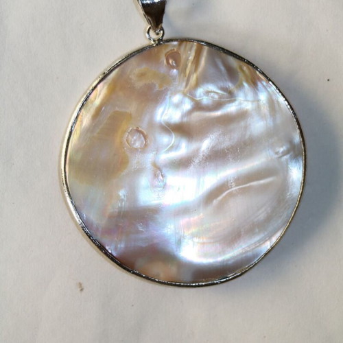Rare mother of pearl shell pendant with 925 silver Nature Ocean SBTS038B new