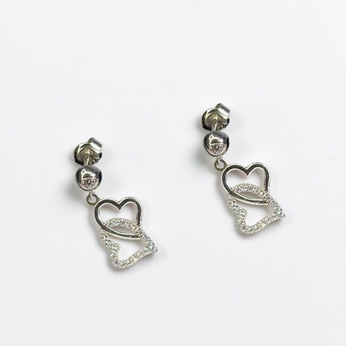 Silver Earrings Hearts new, 925 sterling
