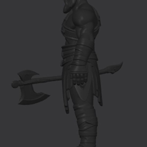 Kratos figure, black, ready to paint