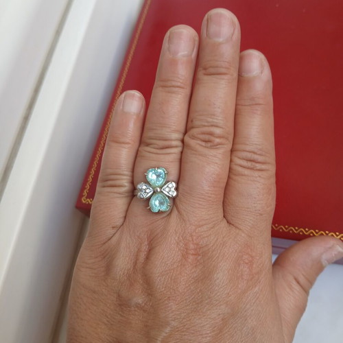 Ring with natural topaz, silver 925, 17 mm