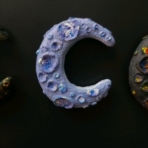 Handmade moon magnets new, painted with acrylics