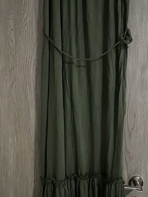 Benetton long green dress with belt, size S