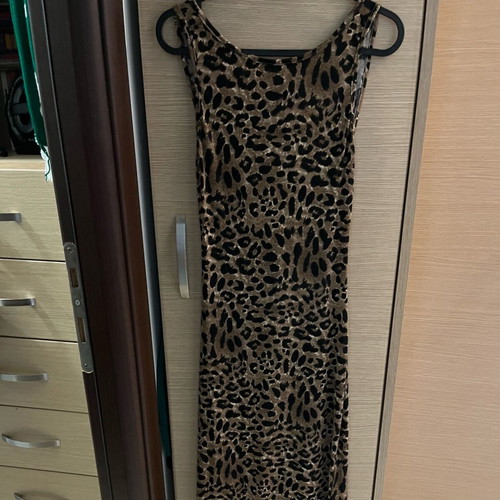 Dress with open back leopard print new brown