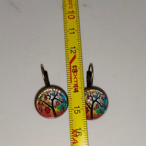 Vintage Boho Earrings bronze with Tree of Life like new
