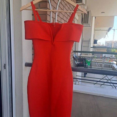 Midi dress red, like new, elastic, size S