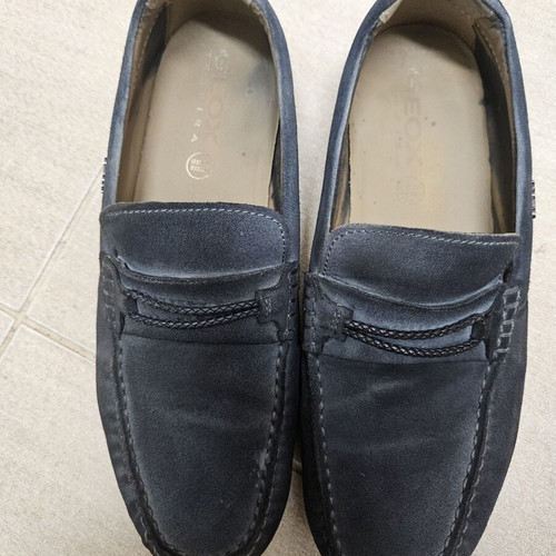 Geox men's suede loafers used, grey, size 43, leather insole