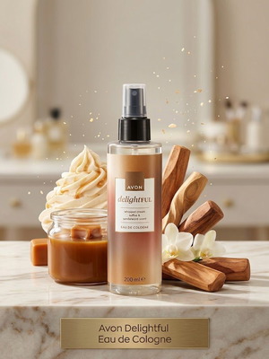 Avon Delightful Eau de Cologne 200ml tester, toffee & sandalwood scent