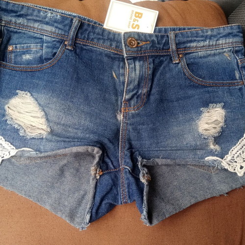 Stradivarius mini denim shorts, blue, size L