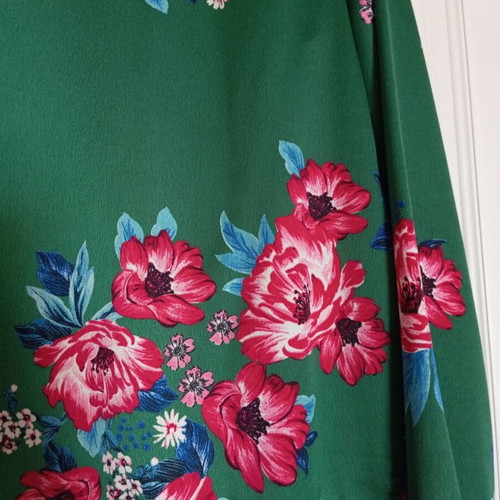 Stradivarius floral bomber jacket emerald green like new size M