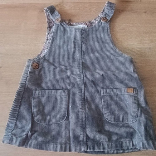 ZARA Dress Salopette Like New, Grey Corduroy 3–6 Months