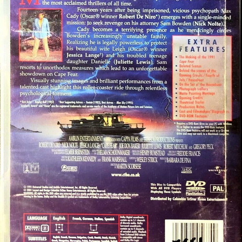 Cape Fear DVD used, thriller with subtitles, double DVD