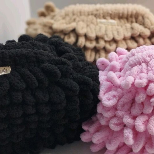 Handmade knitted puffy bag pink new handbag