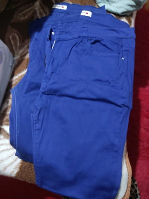 Blue fabric pants used, two pieces size 34 and 35