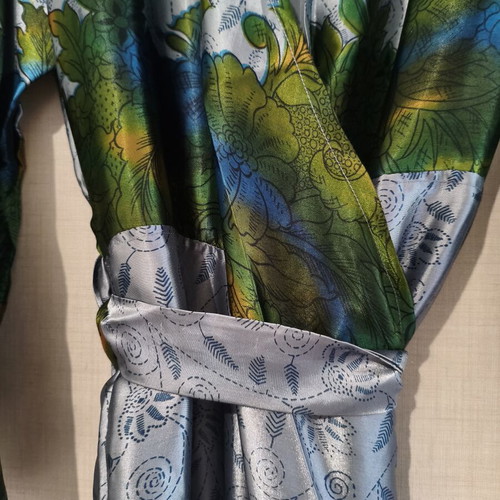 Malen Rouge Amalia maxi satin kimono dress new, multicolor