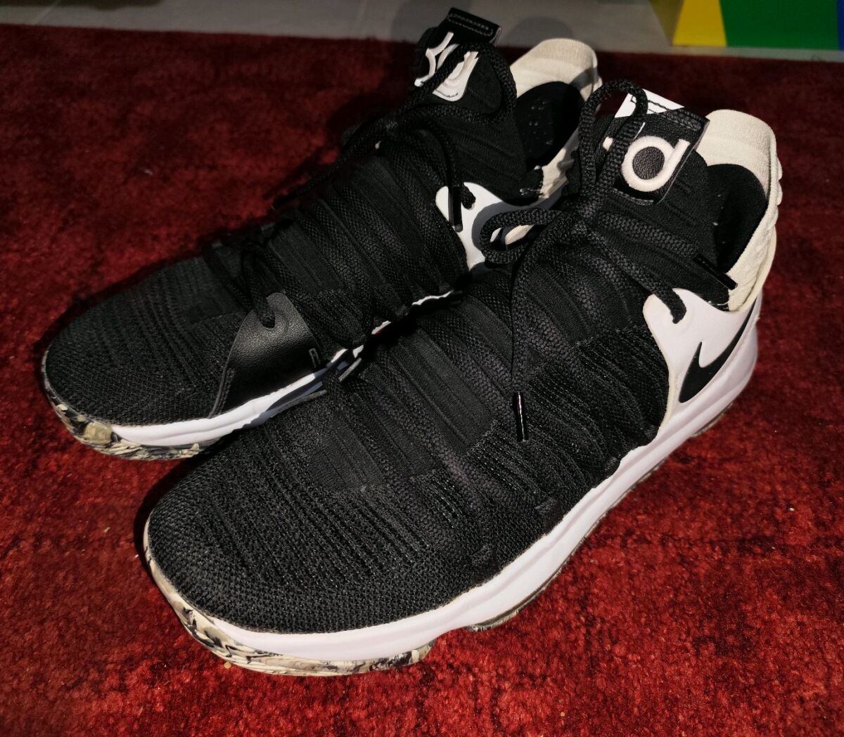 kd 10 shoes black and white