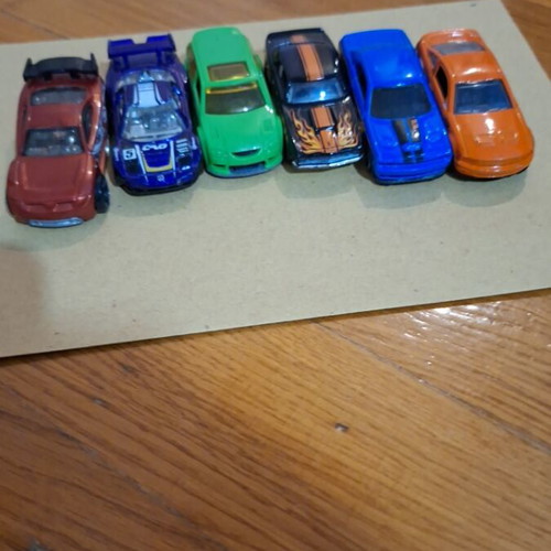 Set of toy race cars used