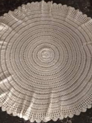 Crochet tablecloth, 90 cm diameter, ecru
