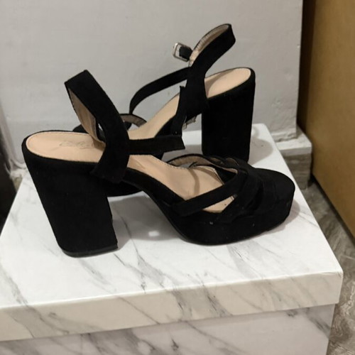 Black sandals used, 10 cm heel, size 37