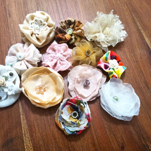 Handmade fabric flowers new, pack of 12 pieces