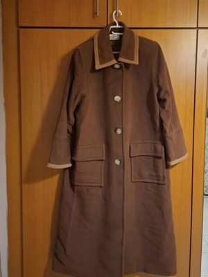 Lussile vintage women's wool coat, beige and brown