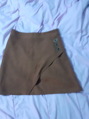 Mini corduroy skirt new with asymmetric style and decorative patterns