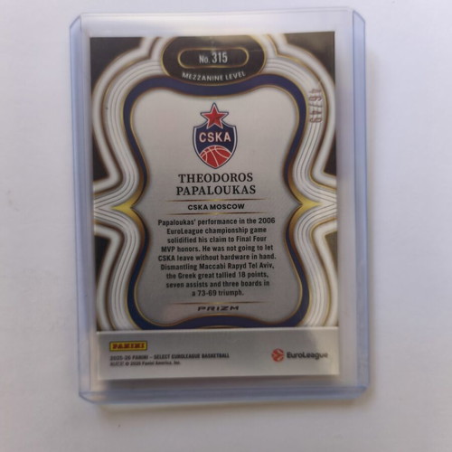 2025-26 Panini Select EuroLeague Score Select Throwback #9 Theodoros Papaloukas card