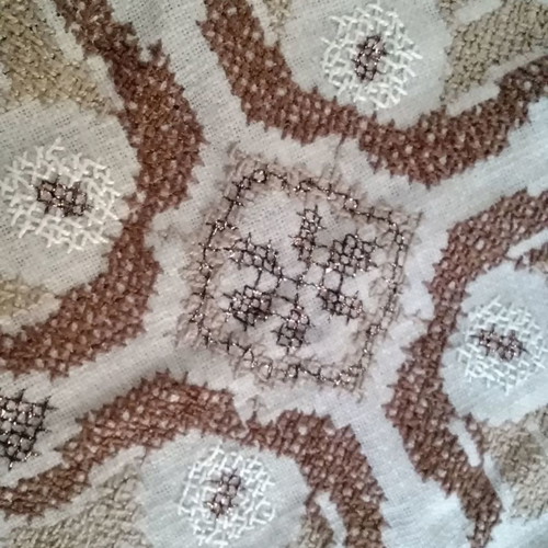 Embroidered pillow new in linen straw 43×43 cm