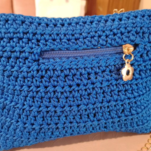 Handmade small blue wallet bag new with gold chain strap