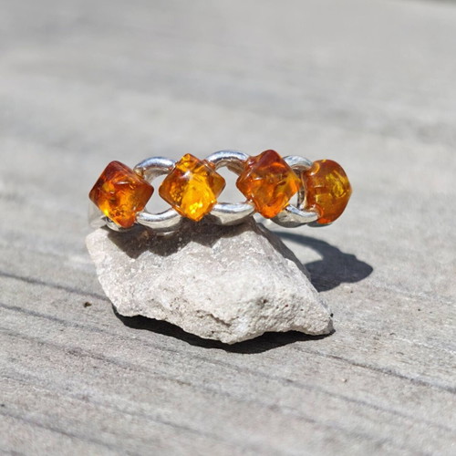 Silver ring with Baltic amber new
