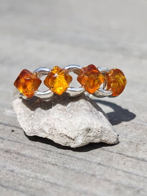 Silver ring with Baltic amber new