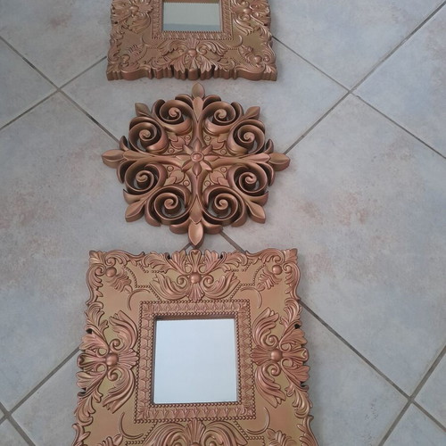 Decorative mirrors set of 3, like new, gold-bronze color