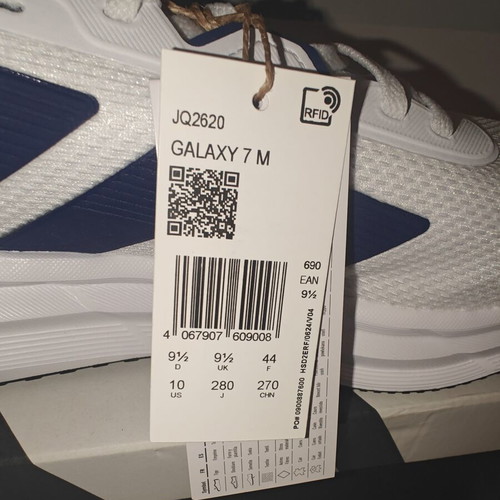Adidas Galaxy 7 running shoes new with tags, size 44, white and blue