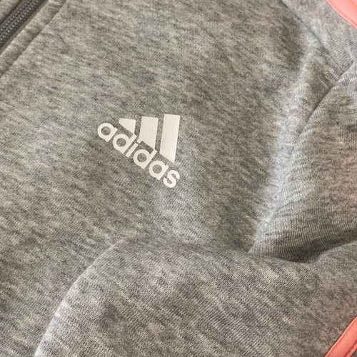 Adidas sweatshirt jacket size S gray with salmon stripes like new