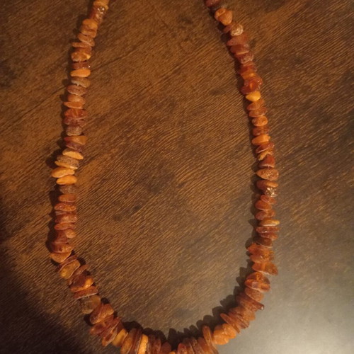 Amber necklace vintage 1970's handmade, like new, multicolor