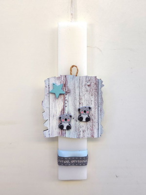 Candle with twin baby koalas handmade, new